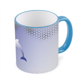 Кружка с принтом Минималистичный дельфин в Курске, керамика | ёмкость 330 мл | Тематика изображения на принте: dolphin | minimalism | sea | дельфин | минимализм | море
