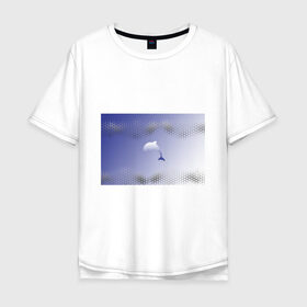 Мужская футболка хлопок Oversize с принтом Минималистичный дельфин в Курске, 100% хлопок | свободный крой, круглый ворот, “спинка” длиннее передней части | dolphin | minimalism | sea | дельфин | минимализм | море