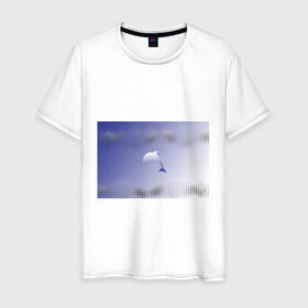 Мужская футболка хлопок с принтом Минималистичный дельфин в Курске, 100% хлопок | прямой крой, круглый вырез горловины, длина до линии бедер, слегка спущенное плечо. | dolphin | minimalism | sea | дельфин | минимализм | море