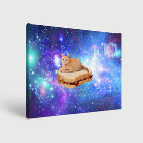 Холст прямоугольный с принтом Кот в космосе в Курске, 100% ПВХ |  | cat | cats | space | бутерброд | грозовой кошак | джем | киса | киска | космос | кошак | кошка