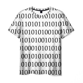 Мужская футболка 3D с принтом 101 в Курске, 100% полиэфир | прямой крой, круглый вырез горловины, длина до линии бедер | Тематика изображения на принте: 101 | binary code | machine language | programming | двоичный код | программирования