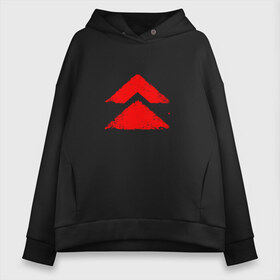 Женское худи Oversize хлопок с принтом Ghost of Tsushima Red Logo (Z) в Курске, френч-терри — 70% хлопок, 30% полиэстер. Мягкий теплый начес внутри —100% хлопок | боковые карманы, эластичные манжеты и нижняя кромка, капюшон на магнитной кнопке | Тематика изображения на принте: game | ghost of tsushima | jin sakai | samurai | дзин сакай | игра | призрак цусимы | самурай