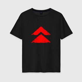 Женская футболка хлопок Oversize с принтом Ghost of Tsushima Red Logo (Z) в Курске, 100% хлопок | свободный крой, круглый ворот, спущенный рукав, длина до линии бедер
 | game | ghost of tsushima | jin sakai | samurai | дзин сакай | игра | призрак цусимы | самурай