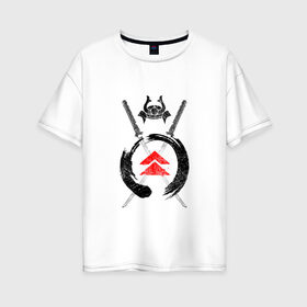 Женская футболка хлопок Oversize с принтом Ghost of Tsushima (Z) в Курске, 100% хлопок | свободный крой, круглый ворот, спущенный рукав, длина до линии бедер
 | game | ghost of tsushima | jin sakai | samurai | дзин сакай | игра | призрак цусимы | самурай