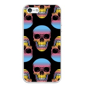 Чехол для iPhone 5/5S матовый с принтом Neon skull в Курске, Силикон | Область печати: задняя сторона чехла, без боковых панелей | Тематика изображения на принте: color | grin | jaw | neon | skull | teeth | неон | оскал | пасть | цвет | череп