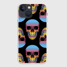 Чехол для iPhone 13 mini с принтом Neon skull в Курске,  |  | color | grin | jaw | neon | skull | teeth | неон | оскал | пасть | цвет | череп