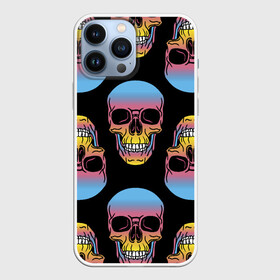 Чехол для iPhone 13 Pro Max с принтом Neon skull в Курске,  |  | color | grin | jaw | neon | skull | teeth | неон | оскал | пасть | цвет | череп