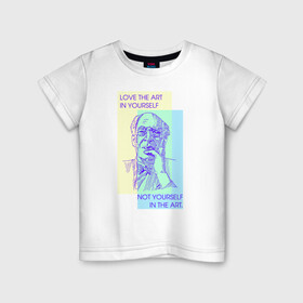 Детская футболка хлопок с принтом Любите искусство в себе в Курске, 100% хлопок | круглый вырез горловины, полуприлегающий силуэт, длина до линии бедер | актер | артист | искусство | кино | станиславский | театр | цитата