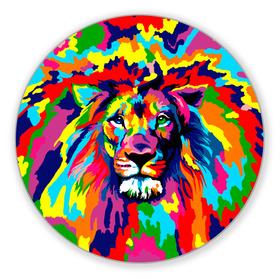 Коврик для мышки круглый с принтом Лев Artistic Art в Курске, резина и полиэстер | круглая форма, изображение наносится на всю лицевую часть | king | lion | neon | африка | голова | граффити | грива | дикий | животные | зверь | зодиак | картина | король | краски | красочный | лев | львенок | львиное | львица | неон | неоновые | радуга | радужный | рисунок