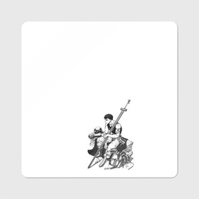 Магнит виниловый Квадрат с принтом Берсерк сидит в Курске, полимерный материал с магнитным слоем | размер 9*9 см, закругленные углы | berserk | берсерк | гатс | манга | меч | чёрный мечник