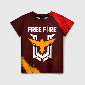 Детская футболка 3D с принтом FREE FIRE / ФРИ ФАЕР в Курске, 100% гипоаллергенный полиэфир | прямой крой, круглый вырез горловины, длина до линии бедер, чуть спущенное плечо, ткань немного тянется | Тематика изображения на принте: afth | ahb | ahbafth | fire | fps | free | freefire | garena | logo | master | mobile | online | акуу | акууашку | ашку | гарена | игра | игры | лого | логотип | логотипы | мастер | мобильная | нож | онлайн | символ | символы | фаер | фире | фпс 