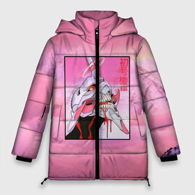 Женская зимняя куртка 3D с принтом Synthwave EVA Unit 01 в Курске, верх — 100% полиэстер; подкладка — 100% полиэстер; утеплитель — 100% полиэстер | длина ниже бедра, силуэт Оверсайз. Есть воротник-стойка, отстегивающийся капюшон и ветрозащитная планка. 

Боковые карманы с листочкой на кнопках и внутренний карман на молнии | Тематика изображения на принте: eva | evangelion | genesis | neon | synthwave | unit | vaporwave | вапорвейв | генесис | ева | евангелион | иероглифы | неон | роботы | синсвейв | япония