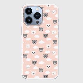 Чехол для iPhone 13 Pro с принтом МИШКИ в Курске,  |  | девушкам | детская | детям | женская | животные | медведи | медведь | медвежата | медвежатки | милота | милый | мишка | мишки | небо | облака | паттерн
