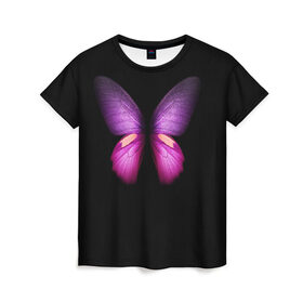 Женская футболка 3D с принтом Butterfly в Курске, 100% полиэфир ( синтетическое хлопкоподобное полотно) | прямой крой, круглый вырез горловины, длина до линии бедер | butterfly | арт | бабочка | крылья | насекомые | фауна