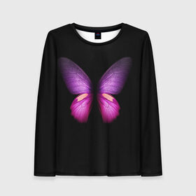 Женский лонгслив 3D с принтом Butterfly в Курске, 100% полиэстер | длинные рукава, круглый вырез горловины, полуприлегающий силуэт | butterfly | арт | бабочка | крылья | насекомые | фауна
