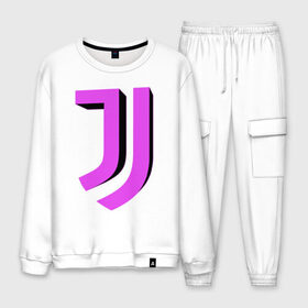 Мужской костюм хлопок с принтом Juventus 3D Logo Fuchsia (2021) в Курске, 100% хлопок | на свитшоте круглая горловина, мягкая резинка по низу. Брюки заужены к низу, на них два вида карманов: два “обычных” по бокам и два объемных, с клапанами, расположенные ниже линии бедра. Брюки с мягкой трикотажной резинкой на поясе и по низу штанин. В поясе для дополнительного комфорта — широкие завязки | 0x000000123 | juve | juventus | ronaldo | юве | ювентус