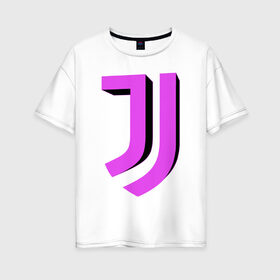 Женская футболка хлопок Oversize с принтом Juventus 3D Logo Fuchsia (2021) в Курске, 100% хлопок | свободный крой, круглый ворот, спущенный рукав, длина до линии бедер
 | 0x000000123 | juve | juventus | ronaldo | юве | ювентус