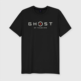 Мужская футболка хлопок Slim с принтом Ghost of Tsushima в Курске, 92% хлопок, 8% лайкра | приталенный силуэт, круглый вырез ворота, длина до линии бедра, короткий рукав | ghost | ghost of tsushima | tsishima | призрак | призрак цусимы | цусима