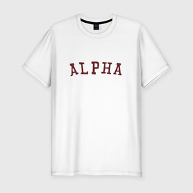 Мужская футболка хлопок Slim с принтом ALPHA в Курске, 92% хлопок, 8% лайкра | приталенный силуэт, круглый вырез ворота, длина до линии бедра, короткий рукав | alpha | альфа | кб | клуб романтики | макс | оборотень