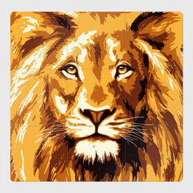 Магнитный плакат 3Х3 с принтом Взгляд льва в Курске, Полимерный материал с магнитным слоем | 9 деталей размером 9*9 см | арт | грива | деко | жедтая | животные | закат | зверей | золото | кошка | лев | лето | львенок | неоновая | очки | пляж | прайд | разноцветная | солнце | тигр | узоры | царь | яркие