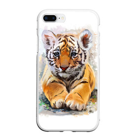 Чехол для iPhone 7Plus/8 Plus матовый с принтом Tiger Art в Курске, Силикон | Область печати: задняя сторона чехла, без боковых панелей | art | blue | dinamic picture | lion | tiger | white | арт | животные | картинка | лев | рисунок | тигр
