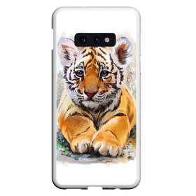 Чехол для Samsung S10E с принтом Tiger Art в Курске, Силикон | Область печати: задняя сторона чехла, без боковых панелей | art | blue | dinamic picture | lion | tiger | white | арт | животные | картинка | лев | рисунок | тигр
