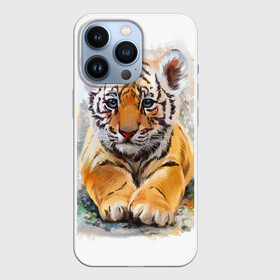 Чехол для iPhone 13 Pro с принтом Tiger Art в Курске,  |  | art | blue | dinamic picture | lion | tiger | white | арт | животные | картинка | лев | рисунок | тигр