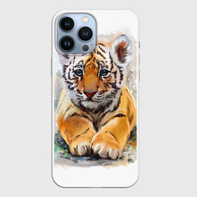 Чехол для iPhone 13 Pro Max с принтом Tiger Art в Курске,  |  | Тематика изображения на принте: art | blue | dinamic picture | lion | tiger | white | арт | животные | картинка | лев | рисунок | тигр