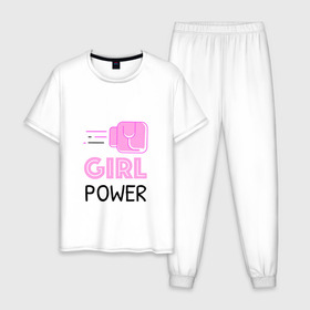 Мужская пижама хлопок с принтом GRL PWR (Z) в Курске, 100% хлопок | брюки и футболка прямого кроя, без карманов, на брюках мягкая резинка на поясе и по низу штанин
 | emancipatio | feminism | girl power | girl to the power | mint juleps | spice girls | девичья сила | детерминизм | дискриминации женщин | кретинизм | неравенства полов | фемина | феминизация | феминизм | феминистка | феминность
