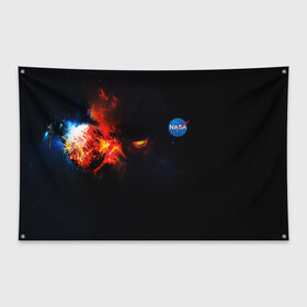 Флаг-баннер с принтом NASA НАСА в Курске, 100% полиэстер | размер 67 х 109 см, плотность ткани — 95 г/м2; по краям флага есть четыре люверса для крепления | galaxy | nasa | nebula | space | star | абстракция | вселенная | галактика | звезда | звезды | космический | наса | планеты