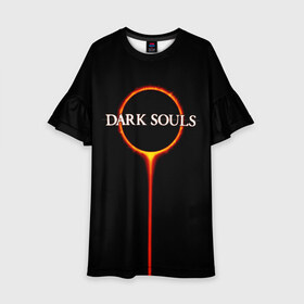 Детское платье 3D с принтом Dark Souls в Курске, 100% полиэстер | прямой силуэт, чуть расширенный к низу. Круглая горловина, на рукавах — воланы | black sun | bonfire | dark souls | dark souls 3 | dark souls logo | ds 3 | game | souls | sun | you died | дарк соулз | дарк соулс | дарк соулс лого | дс 3 | затмение | игра | солнечное затмение | солнце | темная душа | темные души | черное