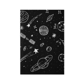 Обложка для паспорта матовая кожа с принтом Cosmos в Курске, натуральная матовая кожа | размер 19,3 х 13,7 см; прозрачные пластиковые крепления | comet | cosmos | moon | planet | satellite | saturn | space | star | weightlessness | звезда | комета | космос | луна | невесомость | планета | сатурн | спутник
