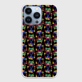 Чехол для iPhone 13 Pro с принтом Pattern в Курске,  |  | jaw | neon | pattern | skull | teeth | vanguard | авангард | зубы | неон | пасть | узор | череп