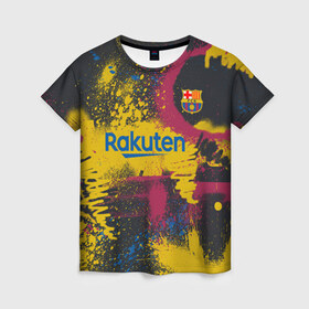 Женская футболка 3D с принтом FC Barcelona | La Liga pre-match shirt (2021) в Курске, 100% полиэфир ( синтетическое хлопкоподобное полотно) | прямой крой, круглый вырез горловины, длина до линии бедер | Тематика изображения на принте: 0x000000123 | barca | barcelona | fcb | messi | барса | барселона | месси | фкб
