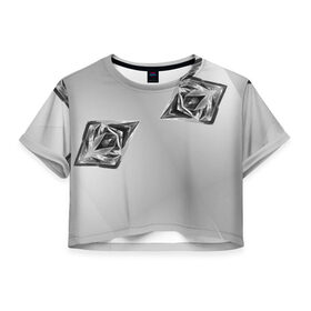 Женская футболка Crop-top 3D с принтом Geometric в Курске, 100% полиэстер | круглая горловина, длина футболки до линии талии, рукава с отворотами | 