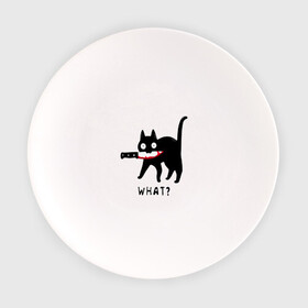 Тарелка с принтом WHAT & CAT в Курске, фарфор | диаметр - 210 мм
диаметр для нанесения принта - 120 мм | Тематика изображения на принте: art | black | black cat | cat | dark | dark cat | what | what cat | what mem | арт | вопрос | интернет мем | кот | кот арт | кот мем | кошачье лицо | кошачья мордочка | мем | нож | прикол | прикольный кот | убица | чёрный | чёрный кот
