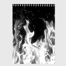 Скетчбук с принтом ЧЕРНО БЕЛЫЙ ОГОНЬ в Курске, 100% бумага
 | 48 листов, плотность листов — 100 г/м2, плотность картонной обложки — 250 г/м2. Листы скреплены сверху удобной пружинной спиралью | Тематика изображения на принте: fire | в огне | взрыв | огненный | огонь | пожар | текстура