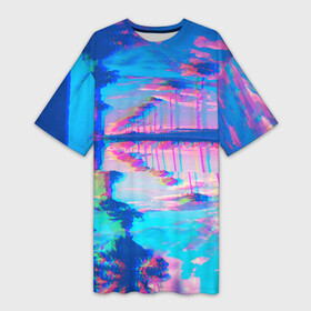 Платье-футболка 3D с принтом ГАВАЙИ ГЛИТЧ в Курске,  |  | abstract | abstraction | geometry | line | pattern | psy | абстрактный | абстракция | геометрия | краски | кубики | линии | неоновые | неоновый | психоделика | текстура