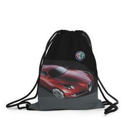 Рюкзак-мешок 3D с принтом Alfa Romeo в Курске, 100% полиэстер | плотность ткани — 200 г/м2, размер — 35 х 45 см; лямки — толстые шнурки, застежка на шнуровке, без карманов и подкладки | alfa romeo | car | italy | motorsport | prestige | автоспорт | альфа ромео | италия | престиж