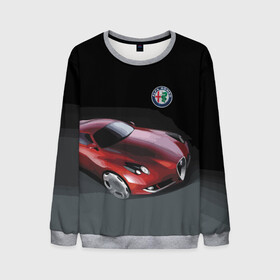 Мужской свитшот 3D с принтом Alfa Romeo в Курске, 100% полиэстер с мягким внутренним слоем | круглый вырез горловины, мягкая резинка на манжетах и поясе, свободная посадка по фигуре | alfa romeo | car | italy | motorsport | prestige | автоспорт | альфа ромео | италия | престиж