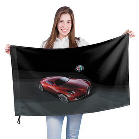 Флаг 3D с принтом Alfa Romeo в Курске, 100% полиэстер | плотность ткани — 95 г/м2, размер — 67 х 109 см. Принт наносится с одной стороны | alfa romeo | car | italy | motorsport | prestige | автоспорт | альфа ромео | италия | престиж