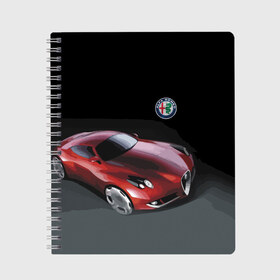 Тетрадь с принтом Alfa Romeo в Курске, 100% бумага | 48 листов, плотность листов — 60 г/м2, плотность картонной обложки — 250 г/м2. Листы скреплены сбоку удобной пружинной спиралью. Уголки страниц и обложки скругленные. Цвет линий — светло-серый
 | alfa romeo | car | italy | motorsport | prestige | автоспорт | альфа ромео | италия | престиж