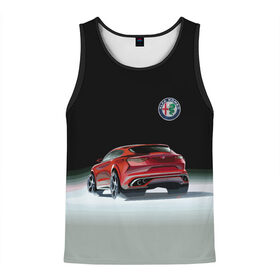Мужская майка 3D с принтом Alfa Romeo в Курске, 100% полиэстер | круглая горловина, приталенный силуэт, длина до линии бедра. Пройма и горловина окантованы тонкой бейкой | alfa romeo | car | italy | motorsport | prestige | автоспорт | альфа ромео | италия | престиж