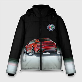 Мужская зимняя куртка 3D с принтом Alfa Romeo в Курске, верх — 100% полиэстер; подкладка — 100% полиэстер; утеплитель — 100% полиэстер | длина ниже бедра, свободный силуэт Оверсайз. Есть воротник-стойка, отстегивающийся капюшон и ветрозащитная планка. 

Боковые карманы с листочкой на кнопках и внутренний карман на молнии. | Тематика изображения на принте: alfa romeo | car | italy | motorsport | prestige | автоспорт | альфа ромео | италия | престиж