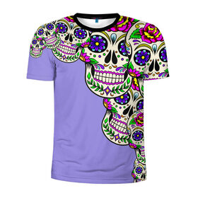 Мужская футболка 3D спортивная с принтом Calavera 2 в Курске, 100% полиэстер с улучшенными характеристиками | приталенный силуэт, круглая горловина, широкие плечи, сужается к линии бедра | color | краски | мексиканский | череп