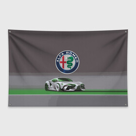Флаг-баннер с принтом Alfa Romeo motorsport в Курске, 100% полиэстер | размер 67 х 109 см, плотность ткани — 95 г/м2; по краям флага есть четыре люверса для крепления | alfa romeo | car | italy | motorsport | prestige | автоспорт | альфа ромео | италия | престиж