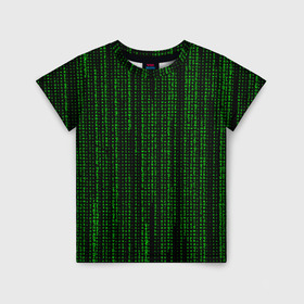 Детская футболка 3D с принтом Matrix в Курске, 100% гипоаллергенный полиэфир | прямой крой, круглый вырез горловины, длина до линии бедер, чуть спущенное плечо, ткань немного тянется | Тематика изображения на принте: matrix | интернет | код | компьютер | матрица | символы | хакер