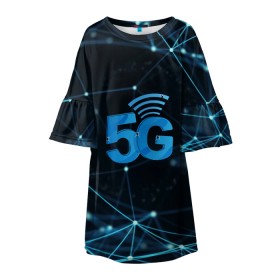 Детское платье 3D с принтом 5G Network в Курске, 100% полиэстер | прямой силуэт, чуть расширенный к низу. Круглая горловина, на рукавах — воланы | 4g | 5g | 5g картинки | 5g мемы | 5g рисунок | internet | network | print | speed | плакат | пнг | постер | против 5g