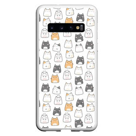Чехол для Samsung Galaxy S10 с принтом Толстые котики в Курске, Силикон | Область печати: задняя сторона чехла, без боковых панелей | cute | japan | japanese | k pop | kawaii | korea | korean | детские | забавные | к поп | кавайные | кей поп | корейские | котики | коты | котята | котятки | кошки | милые | прикольные | пухленькие | пухлые | смешные | счастливые