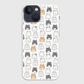 Чехол для iPhone 13 mini с принтом Толстые котики в Курске,  |  | Тематика изображения на принте: cute | japan | japanese | k pop | kawaii | korea | korean | детские | забавные | к поп | кавайные | кей поп | корейские | котики | коты | котята | котятки | кошки | милые | прикольные | пухленькие | пухлые | смешные | счастливые